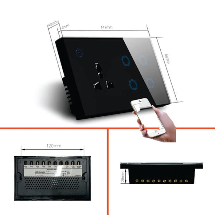 4-Gang Plus Fan Smart Touch Switch - Multi-Function Control with WiFi Connectivity and Touch Interface