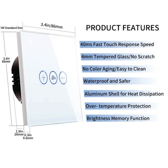 Smart Fan Dimmer Switch - Adjustable Speed and Light Control with WiFi Connectivity