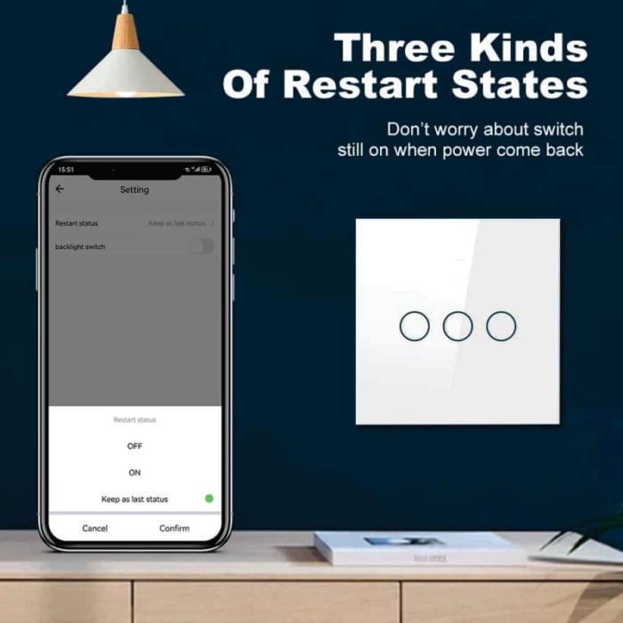 3 Gang Touch Smart Switch - Sleek Design with Best Control and Smart Home Integration