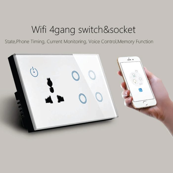 4-Gang Plus Fan Smart Touch Switch - Multi-Function Control with WiFi Connectivity and Touch Interface