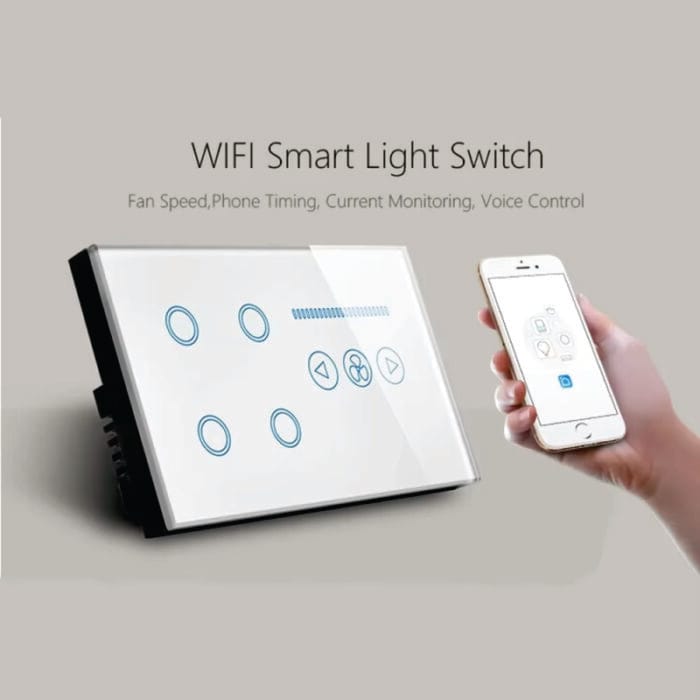 4-Gang Plus Fan Smart Touch Switch - Multi-Function Control with WiFi Connectivity and Touch Interface