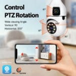 control ptz rotation wide viewing angle V380 Pro Bulb WIFI Dual Lens Camera - Your Ultimate Home Security Solution
